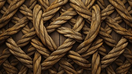 Rope and knotwork texture, demonstrating the skill and craftsmanship of sailors and pirates created with Generative AI Technology - obrazy, fototapety, plakaty