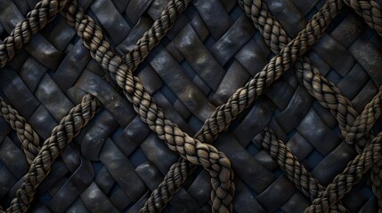 Rope and knotwork texture, demonstrating the skill and craftsmanship of sailors and pirates created with Generative AI Technology - obrazy, fototapety, plakaty