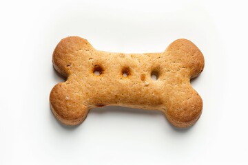 Pet food advertising featuring bone shaped dog treats on a white background