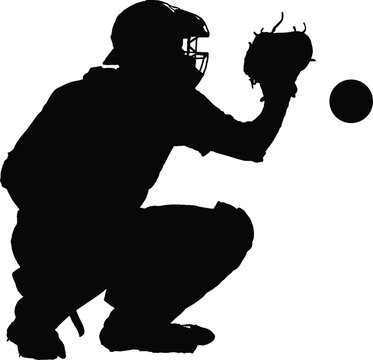 recommend clip art: baseball catcher silhouette vector