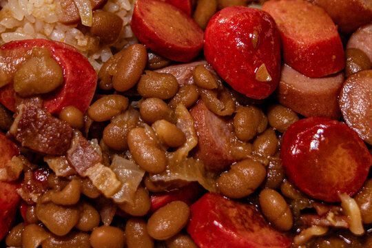 Savory Hawaiian Baked Beans with Hot Dogs