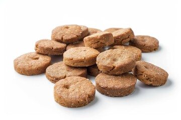 Fototapeta na wymiar Round dog biscuits on white background
