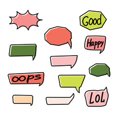 Set of colorful speech bubbles. Cartoon or comic labels. comic speech. Flat design vector illustration isolated on background.