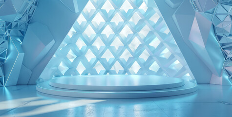 3D Rendering of Futuristic Platform, White Scene, Modern Style