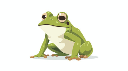 Illustration of a cartoon frog on white flat cartoo