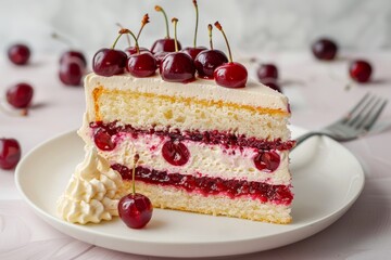 Sponge cake with cherries
