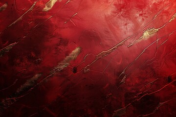 A vibrant red metallic texture, streaked with darker maroons and highlighted with shiny gold lines, capturing the intensity and drama of battles and conflicts created with Generative AI Technology