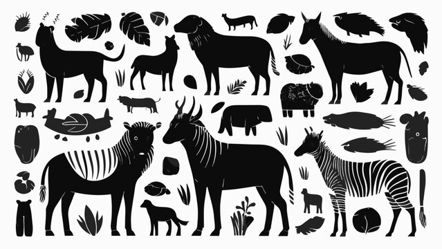 Collection of Animal Vectors on a White Background