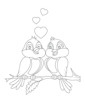 two birds in love on branch clip art preview