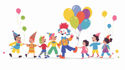 Obraz na płótnie Canvas Illustration of a clown balloon carrying kids on a