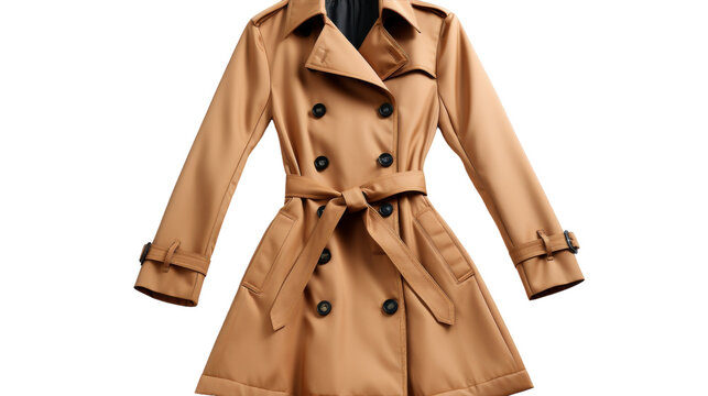 A womens trench coat gracefully draped over a mannequin mannequin manne