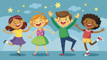 Kids Dancing Silhouettes Vector Illustrations for Joyful Moments