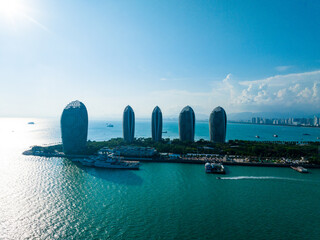 Sunny afternoon scenery of Phoenix Island, Sanya, Hainan, China