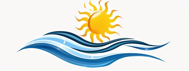 Fototapeta na wymiar logo of sun and blue wave Generative AI