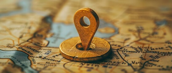 Exploring New Horizons: A Map with a Location Pin Symbolizing Adventure, Discovery, and Travel. Concept Adventure Travel, Discovery, Location Pins, Map Symbols, New Horizons - obrazy, fototapety, plakaty