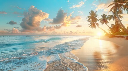 Marvellous Sunrise Beach. Tranquil Holiday Destination. Sea and Sky concept