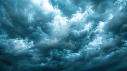 Dramatic view of thunderclouds storm at night cloudy background. Generated AI image - obrazy, fototapety, plakaty