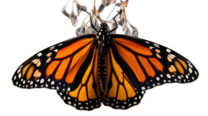 Fototapeta na wymiar A stunning, colorful monarch butterfly gracefully flutters through the air