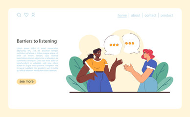 Active listening skill web banner or landing page. Attentive business