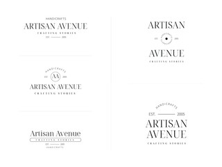 Set of Minimal and Aesthetic typography logo template for company and beauty business