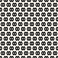 Abstract monochrome geometric ornament. Simple vector seamless pattern with small curved shapes, mesh. Funky minimal geometrical background. Black and white texture. Repeating decorative geo design - 774439908