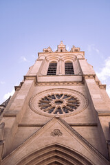 High tower bell on a medieval building famous landmark in Montpellier, France