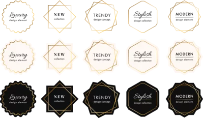 Foto op Canvas Vector collection of modern minimal golden frames. Luxury labels with copy space for text. Simple abstract minimalist badges set. Stylish linear logotype borders. Trendy geometric design elements © Olgastocker