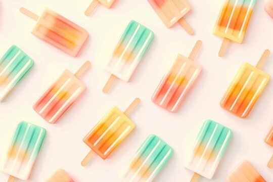 Cute Popsicle Pattern, summer theme, repeating pattern Generative AI