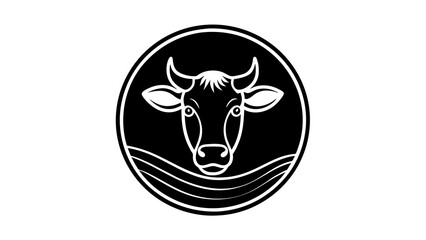 a-cow-icon-in-circle-logo vector illustration