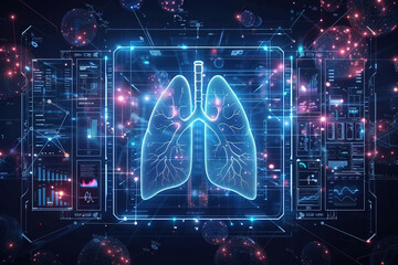 Medical Research on Human Lungs Illustration in Health Care Technology Background - obrazy, fototapety, plakaty