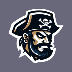 Angry Pirate Vector Mascot Logo: Bold, Intimidating Sports Team Emblem for Fierce Identity