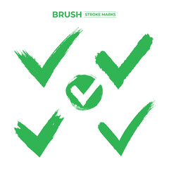 Check Marks Brushed set. Vector illustration