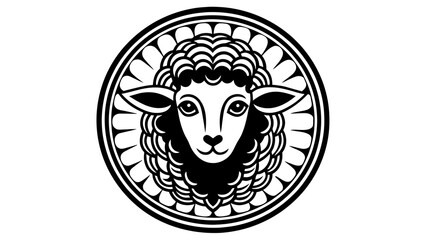 a--sheep-icon-in-circle-logo vector illustration 