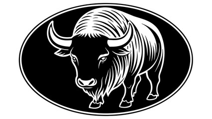 a--buffalo-icon-in-circle-logo vector illustration
