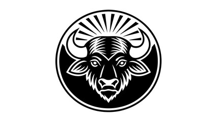 a--buffalo-icon-in-circle-logo vector illustration