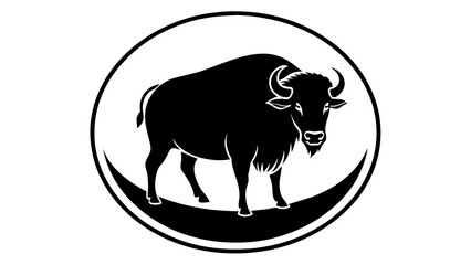 a-picture-of--a--bison-icon-in-circle-logo- vector illustration