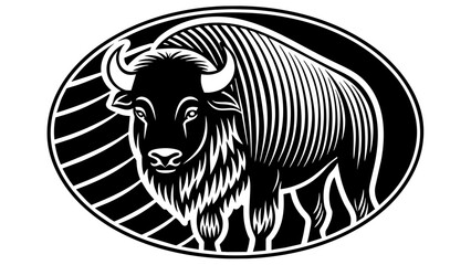 a-picture-of--a--bison-icon-in-circle-logo- vector illustration