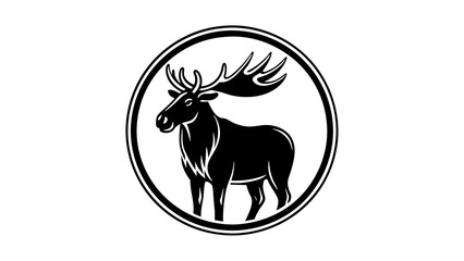 draw-a-picture-of--a--moose-icon-in-circle-logo vector illustration