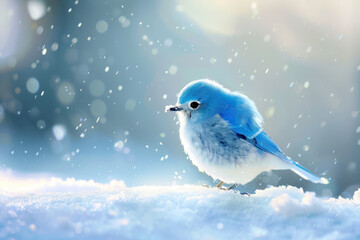 Snowy Bluebird Perch: Macro Shot