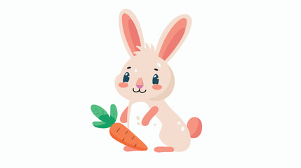 Illustration of A Rabbit Holding Carrot on white ba