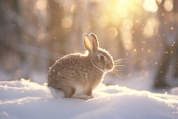 Snowy Wonderland Rabbit: Delightful Forest