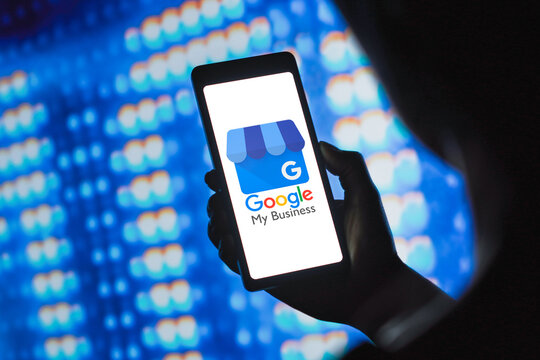 April 2, 2024, Brazil. In this photo illustration, the Google My Business logo is displayed on a smartphone screen.