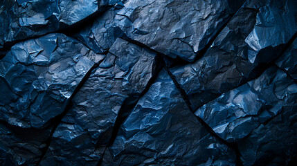 Black Stone Texture in Blue Neon Lighting: Dark Abstract 6







