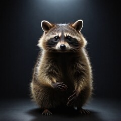 Fototapeta premium Raccoon on black isolated background
