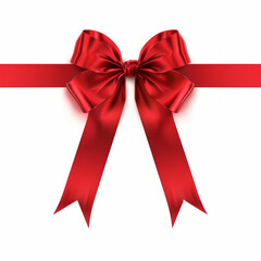 Crimson ribbon with bow isolated on clean white background for visuals