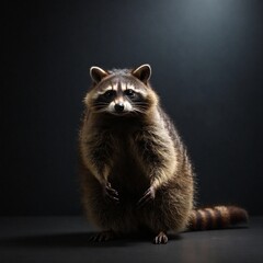 Obraz premium Raccoon on black isolated background