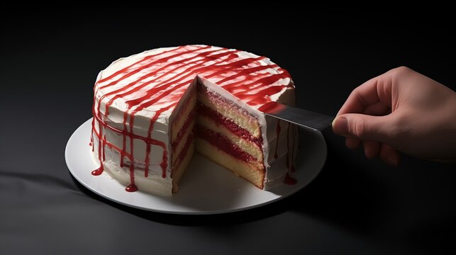 Cake with a hidden message inside revealed when a slice is cut, like a riddle or a birthday joke.