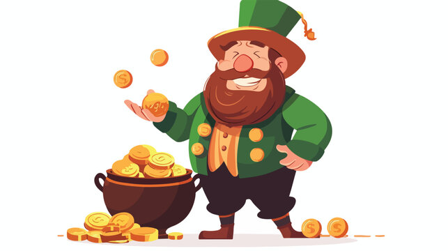 Illustration of a rich man with a pot of gold coins