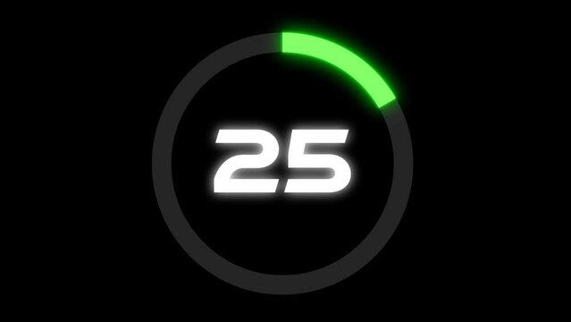 Modern Countdown Thirty Seconds Animation Video from 30 to 0 Seconds with Glow Effect and Dark Background. Futuristic Glowing Design. 4K UHD
