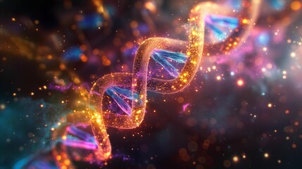 Image of sparkling DNA helix. - 774452548